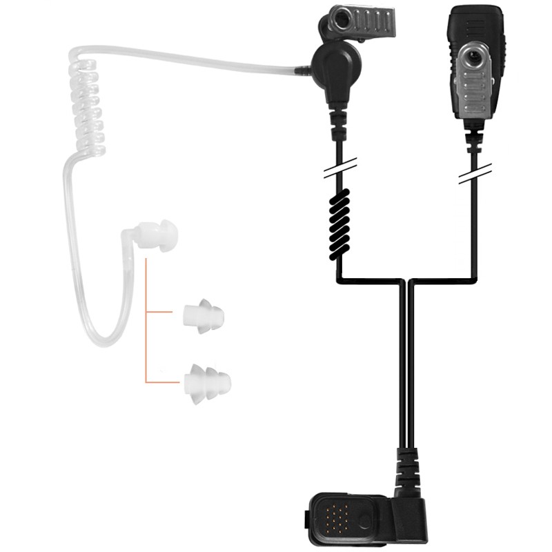 2-Kabel Hörsprechgarnitur mit Schallschlauch, Mikrofon & PTT - TPH700_10300