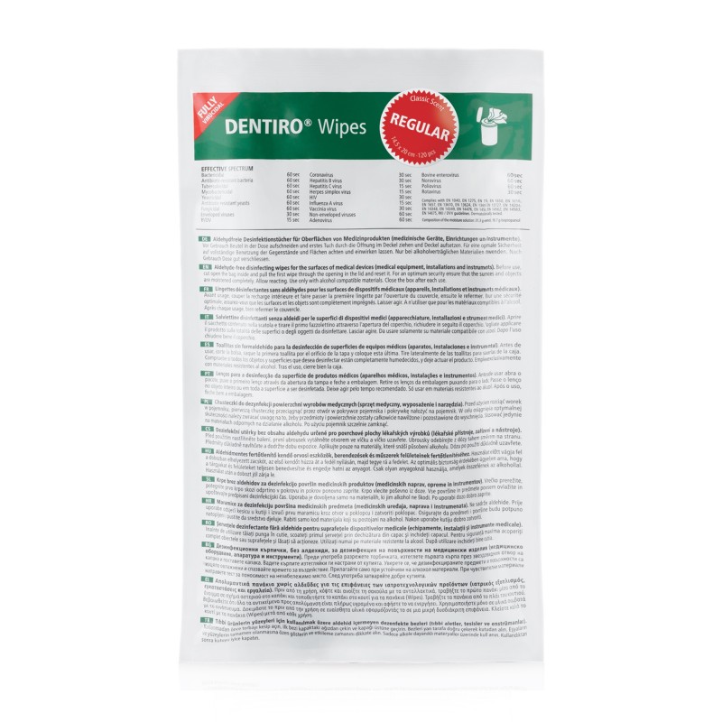 DENTIRO® Wipes Classic - Desinfektionstücher - Nachfüllbeutel mit 120 Tücher_11569