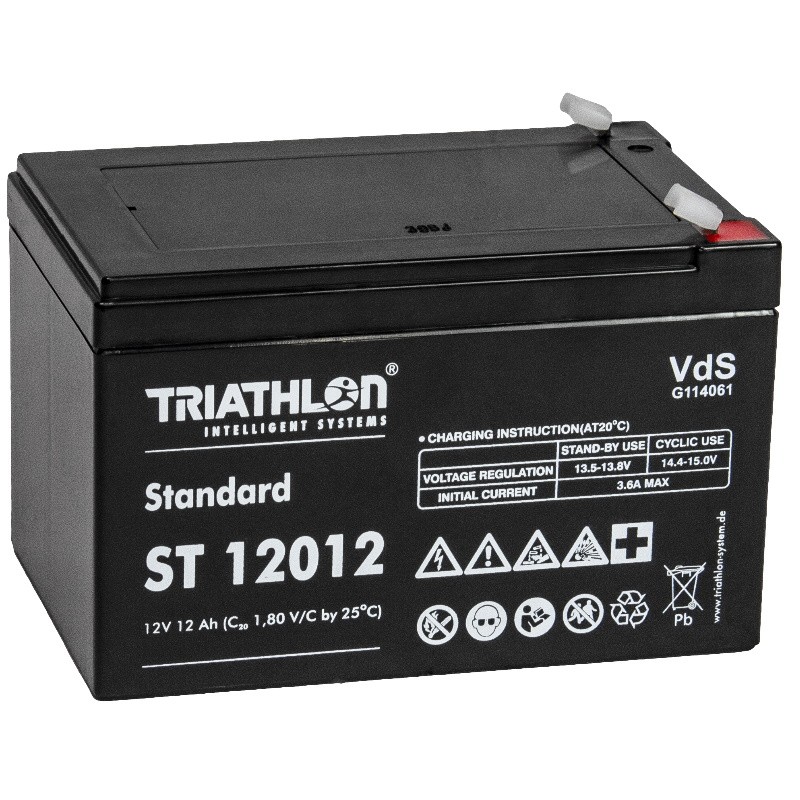 Triathlon Standard Bleiakku - ST12012 - 12V - 12Ah (Faston 6.3mm)_12597