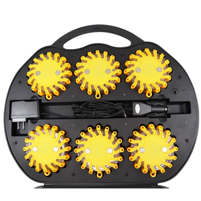 LED Warnleuchten-Koffer aufladbar mit 6 Warnleuchten mit Synchron