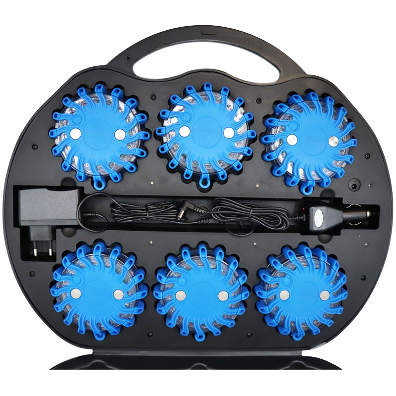 Powerflare LED Warnleuchte blau - 6er Set im Koffer_12869