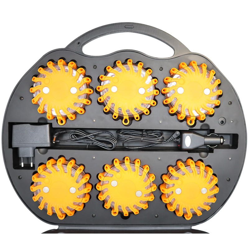 Powerflare LED feu d'avertissement - orange - 6pcs en valise