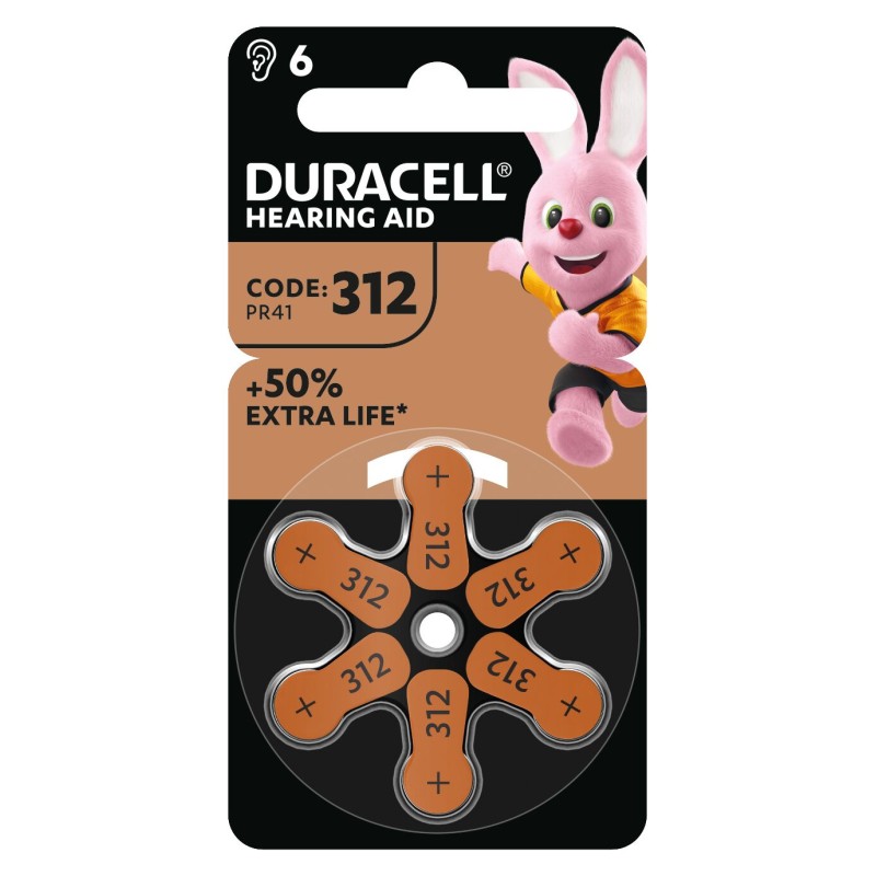 Duracell Hörgeräte Batterien - PR41 - 312 - 6er Blister_14560