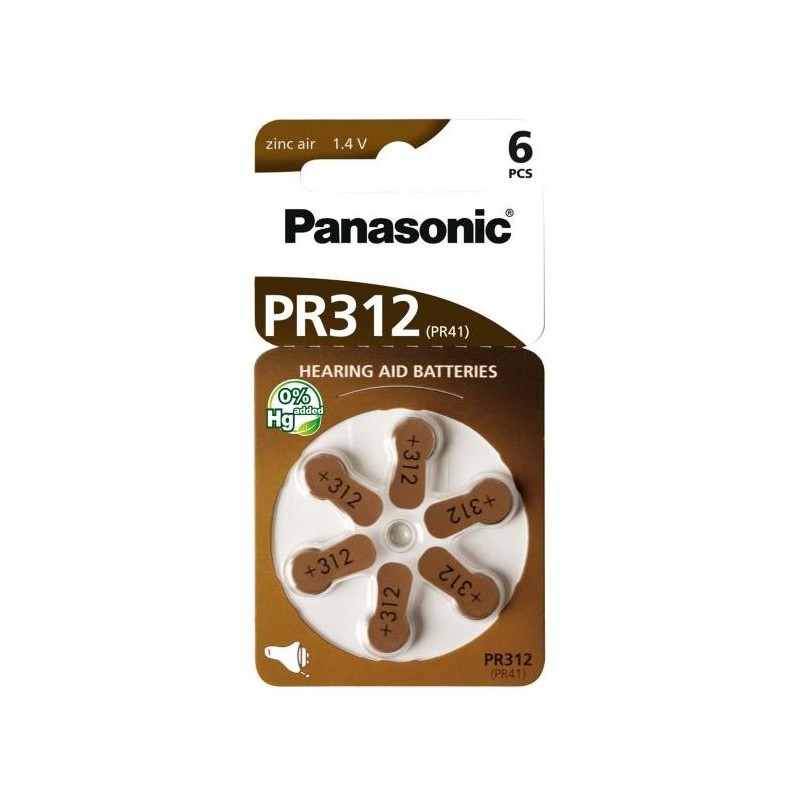 Panasonic Hörgerätebatterien - PR41 - 312 - 6er Blister_14601