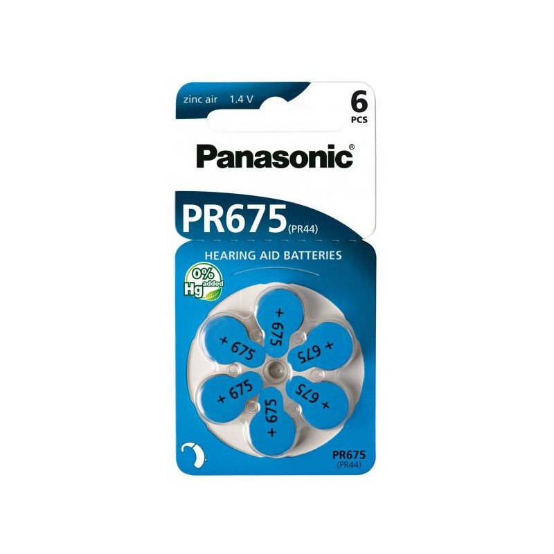 Panasonic Hörgerätebatterien - PR44 - 675 - 6er Blister_14602